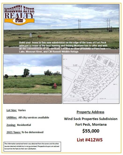 NHN Wind Sock Properties Subdivision, Fort Peck, MT 59223 (Off Market